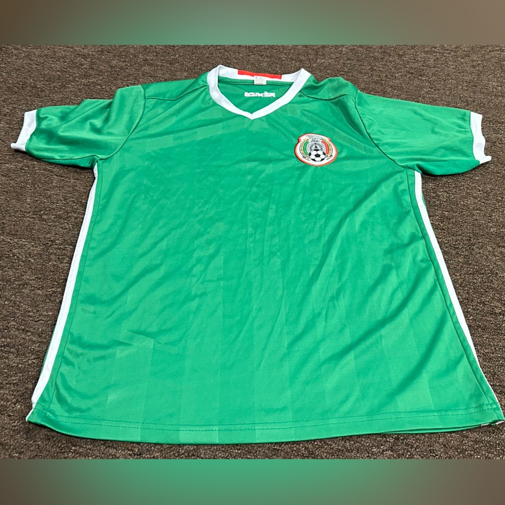 EUC! Mexico Men's S Soccer Green Jersey World Cup embroidered logo